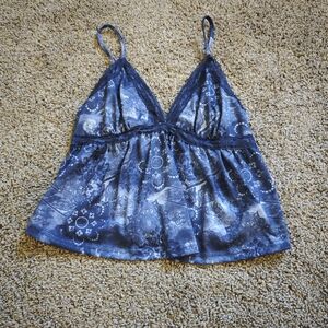 ROMWE Blue Patterned Camisole Top
